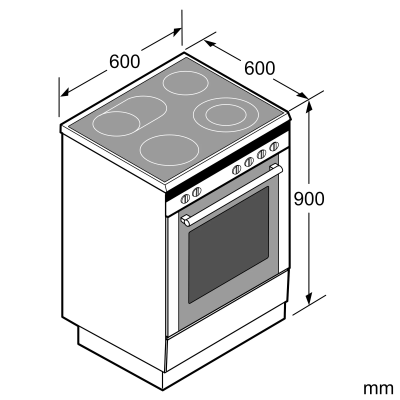 Bosch | Cooker | HLN39A060U | Hob type Induction | Oven type Electric | Black | Width 60 cm | Grilling | Red LED | Depth 60 cm | 66 L