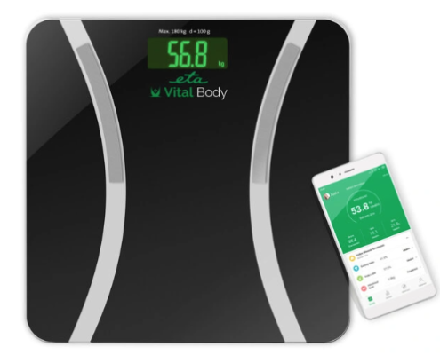 ETA | Vital Body Personal scale | ETA678090000 | Body analyzer | Maximum weight (capacity) 180 kg | Accuracy 100 g | Body Mass Index (BMI) measuring | Black