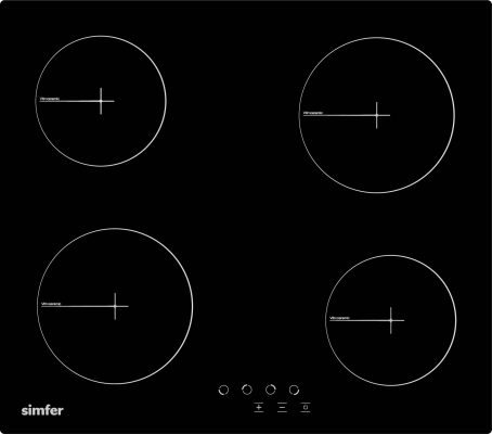 Simfer | Hob | H6.040.DECSP | Vitroceramic | Number of burners / cooking zones 4 | Touch | Black