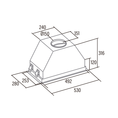 CATA | Hood | GCX 53 SD | Canopy | Energy efficiency class A | Width 53 cm | 750 m³ / h | Touch Control | LED | Stainless steel / Gray glass