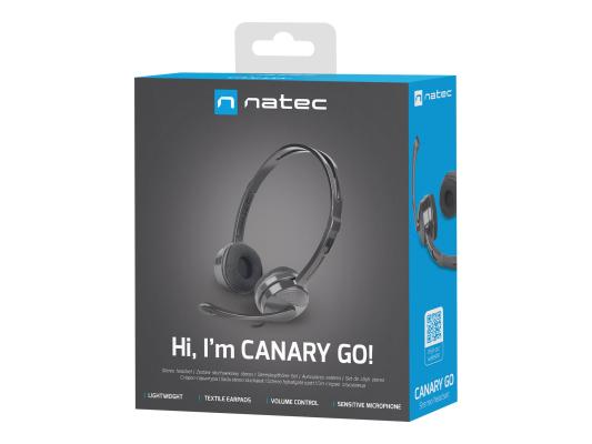 Natec | Headset | Canary Go | Wired | On-Ear | Microphone | Noise canceling | Black