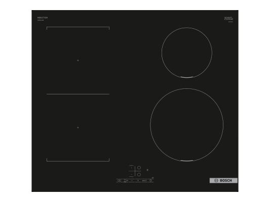 Bosch | Hob | PWP611BB5E | Induction | Number of burners / cooking zones 4 | Touch | Timer | Black