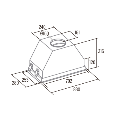 CATA | Hood | GCX 83 SD | Canopy | Energy efficiency class A | Width 83 cm | 750 m³ / h | Touch Control | LED | Stainless steel / Gray glass