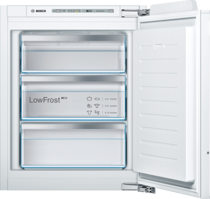 Bosch | Freezer | GIV11AFE0 | Energy efficiency class E | Upright | Built-in | Height 71.2 cm | Total net capacity 72 L | White
