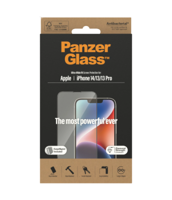 PanzerGlass | Screen protector | Apple | iPhone 14 / 13 / 13 Pro | Tempered Glass | Transparent | Fingerprint resistant; Diamond strength; Ultra-Wide Fit