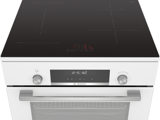 Bosch | Cooker | HLS79W321U Series 6 | Hob type Induction | Oven type Electric | White | Width 60 cm | Grilling | LCD | Depth 60 cm | 63 L