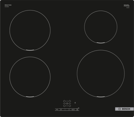 Bosch | Hob | PUE611BB6E Series 4 | Induction | Number of burners / cooking zones 4 | Touch | Timer | Black