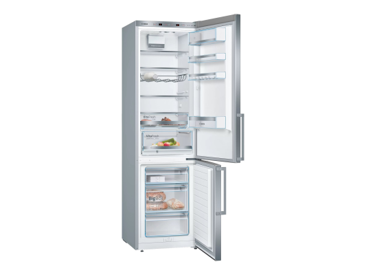 Bosch | Refrigerator | KGE398IBP Series 6 | Energy efficiency class B | Free standing | Combi | Height 201 cm | Fridge net capacity 249 L | Freezer net capacity 94 L | 38 dB | Inox