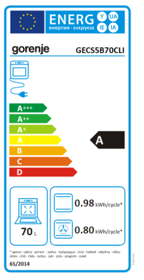 Gorenje | Cooker | GECS5B70CLI | Hob type Vitroceramic | Oven type Electric | Beige | Width 50 cm | Depth 59.4 cm | 70 L