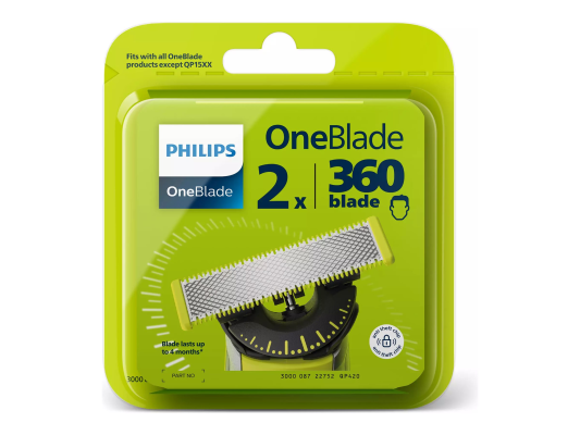 Philips | OneBlade Replacement blade, 2 pcs | QP420 / 50 | Black / Green