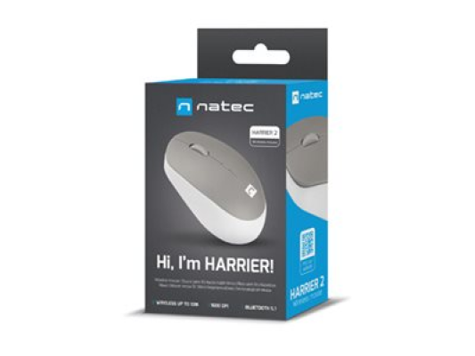 Natec | Mouse | Harrier 2 | Wireless | Bluetooth | White / Grey
