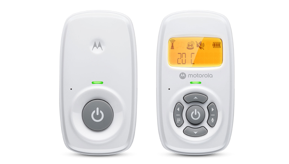 Motorola | Audio Baby Monitor | AM24 | 1.5” LCD black and white display with orange backlight; 1.5” LCD black and white display with orange backlight; Connect one baby unit to two parent units to monitor from different rooms; Rechargeable portable p