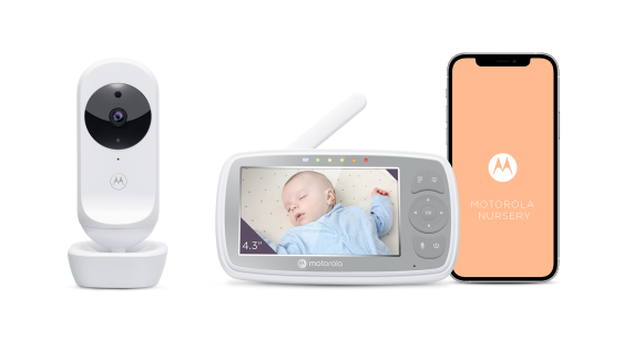 Motorola | Wi-Fi Video Baby Monitor | VM44 CONNECT 4.3" | 4.3" LCD colour display with 480 x 272px resolution; 2x digital zoom; Two-way talk; Room temperature monitoring; Infrared night vision; Visual sound level indicator; High sensitivity micropho