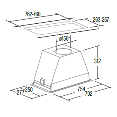 CATA | Hood | GL 75 X / D | Canopy | Energy efficiency class A | Width 90 cm | 850 m³ / h | Mechanical control | EcoLed | Stainless Steel