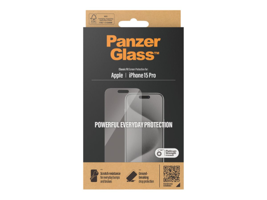 PanzerGlass | Screen Protector | iPhone | iPhone 15 pro | Tempered glass | Clear