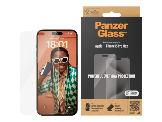 PanzerGlass | Screen protector | Apple | Phone 15 Pro Max | Glass | Transparent