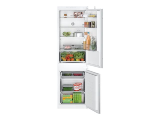 Bosch | Refrigerator | KIV86NSE0 Series 2 | Energy efficiency class E | Built-in | Combi | Height 177.2 cm | Fridge net capacity 183 L | Freezer net capacity 84 L | 35 dB | White