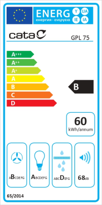 CATA | Hood | GPL 75 X | Canopy | Energy efficiency class B | Width 70 cm | 645 m³ / h | Touch | LED | Stainless Steel