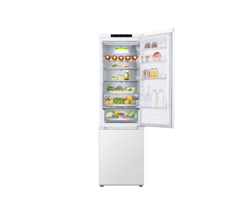 LG | Refrigerator | GBV5240DSW | Energy efficiency class D | Free standing | Combi | Height 203 cm | No Frost system | Fridge net capacity 277 L | Freezer net capacity 110 L | Display | 35 dB | White