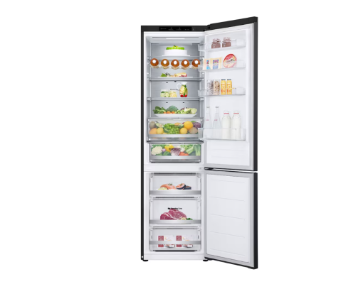 LG | Refrigerator | GBV7280CEV | Energy efficiency class C | Free standing | Combi | Height 203 cm | No Frost system | Fridge net capacity 277 L | Freezer net capacity 110 L | Display | 35 dB | Black