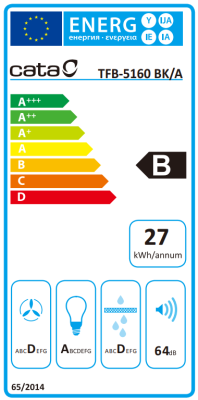 CATA | TFB-5160 BK | Telescopic | Energy efficiency class C | Width 59.5 cm | 300 m³ / h | Mechanical control | LED | Black