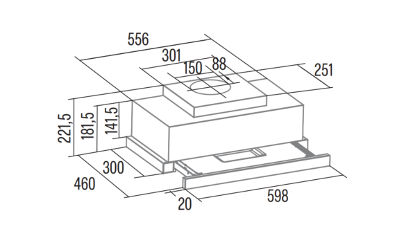 CATA | Hood | TFH 6830 X | Telescopic | Energy efficiency class A+++ | Width 60 cm | 795 m³ / h | Touch Control | LED | Stainless steel