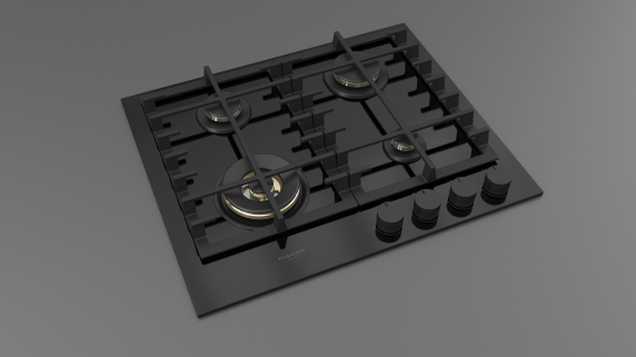 Fulgor | Hob | FPH 604 G WK BKG | Gas | Number of burners / cooking zones 4 | Knob | Black Glass
