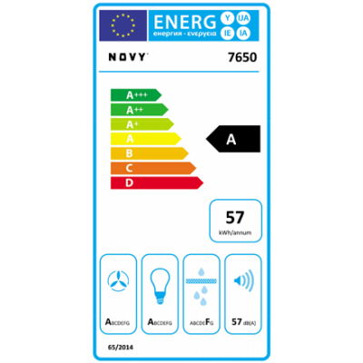 Novy | Hood | 7650 Flatline | Island | Energy efficiency class A | Width 100 cm | 743 m³ / h | Push buttons | LED | Stainless steel