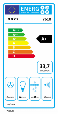 Novy | Hood | 7610 Flatline | Wall mounted | Energy efficiency class A+ | Width 120 cm | 631 m³ / h | Electronic | LED | Stainless steel