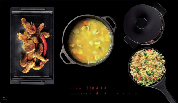Novy | Hob | 1768 Power | Induction | Number of burners / cooking zones 5 | Slider touch | Timer | Black