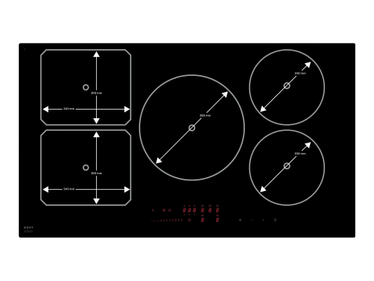 Novy | Hob | 1768 Power | Induction | Number of burners / cooking zones 5 | Slider touch | Timer | Black