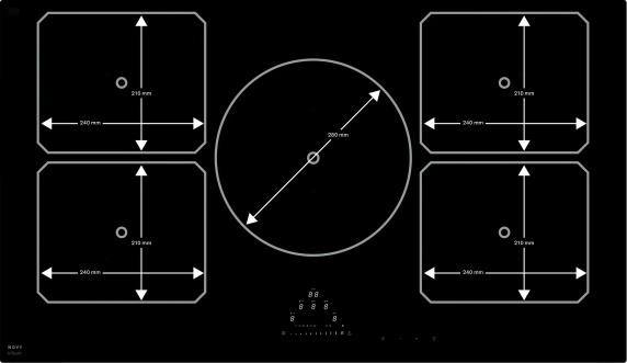 Novy | Hob | 1778 Pro | Induction | Number of burners / cooking zones 5 | Slider touch | Timer | Black