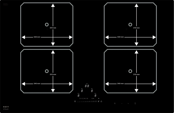 Novy | Hob | 1775 Pro | Induction | Number of burners / cooking zones 4 | Slider touch | Timer | Black