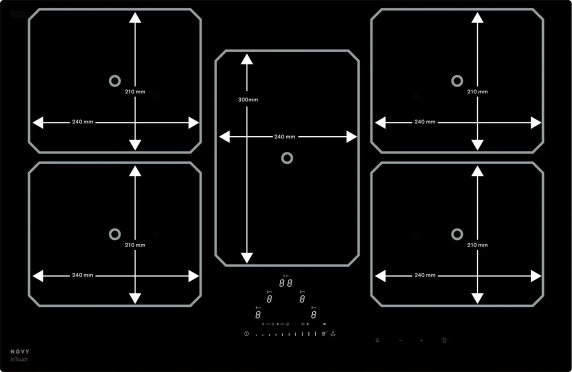 Novy | Hob | 1776 Pro | Induction | Number of burners / cooking zones 5 | Touch control | Timer | Black
