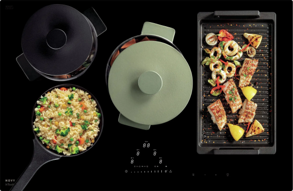 Novy | Hob | 1776 Pro | Induction | Number of burners / cooking zones 5 | Touch control | Timer | Black