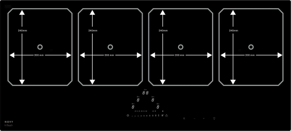 Novy | Hob | 1777 Pro | Induction | Number of burners / cooking zones 4 | Slider touch | Timer | Black