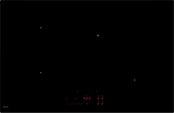 Novy | Hob | 1724 Power | Induction | Number of burners / cooking zones 4 | Slider touch | Timer | Black