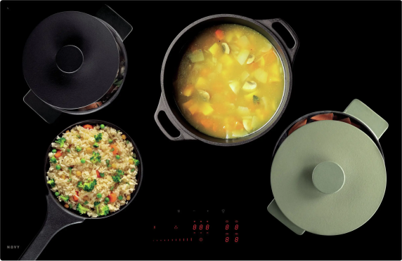 Novy | Hob | 1724 Power | Induction | Number of burners / cooking zones 4 | Slider touch | Timer | Black