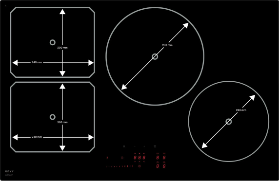 Novy | Hob | 1726 Power | Induction | Number of burners / cooking zones 4 | Slider touch | Timer | Black