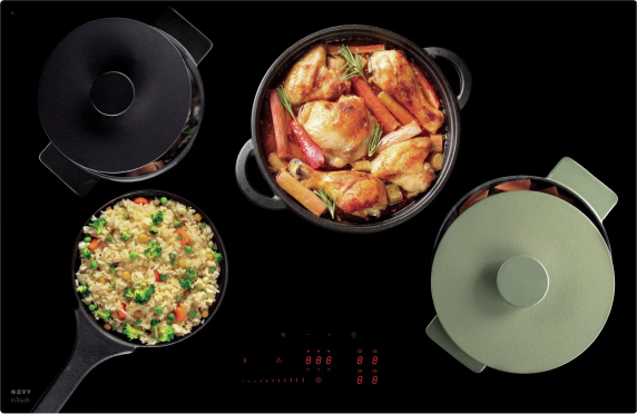 Novy | Hob | 1726 Power | Induction | Number of burners / cooking zones 4 | Slider touch | Timer | Black