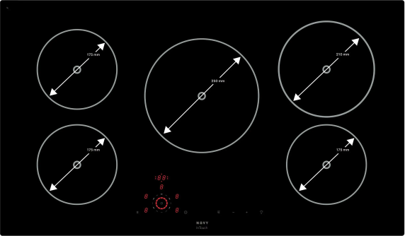 Novy | Hob | 1758 Comfort | Induction | Number of burners / cooking zones 5 | Slider touch | Timer | Black