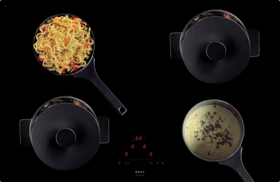 Novy | Hob | 1755 Comfort | Induction | Number of burners / cooking zones 4 | Slider touch | Timer | Black