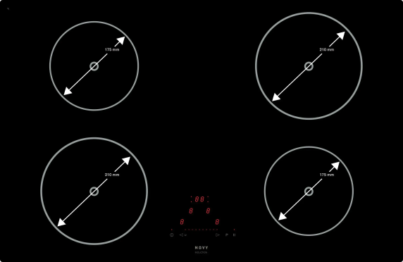 Novy | Hob | 1755 Comfort | Induction | Number of burners / cooking zones 4 | Slider touch | Timer | Black
