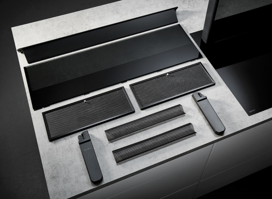 Novy | Hob + Hood | Panorama Power 1831 | Induction hob with built-in hood | 81.8 cm | Number of burners / cooking zones 3 | Black | Touch