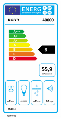 Novy 40000 Comfort Up Hob & hood, Built-in, 2 cooking zones, Black | Novy