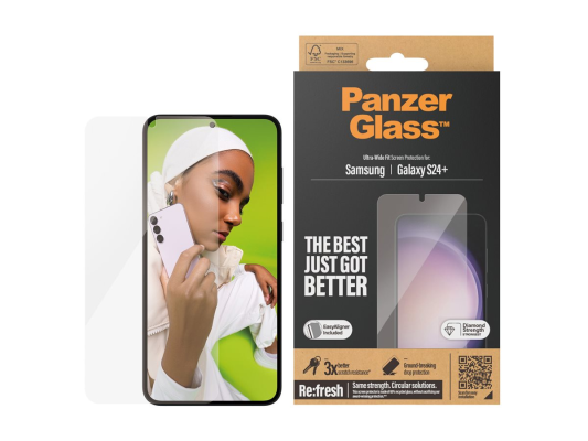 PanzerGlass | Screen Protector | Samsung | Galaxy S24 Plus | Polyethylene terephthalate (PET) | Transparent | Ultra-Wide FitwA