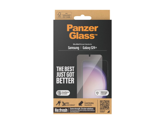 PanzerGlass | Screen Protector | Samsung | Galaxy S24 Plus | Polyethylene terephthalate (PET) | Transparent | Ultra-Wide FitwA