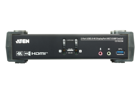 Aten | 2-Port USB 3.0 4K DisplayPort MST KVMP Switch | CS1922M-AT-G