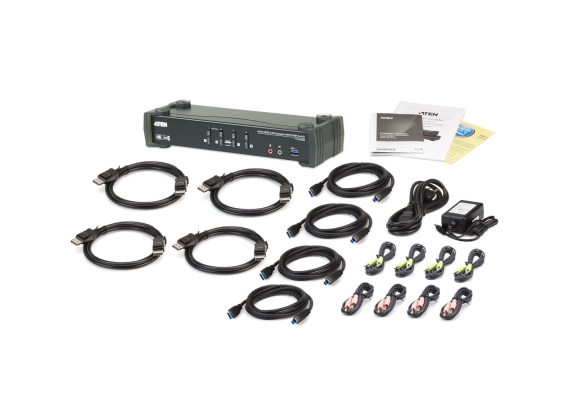 Aten | 4-Port USB3.0 4K DisplayPort KVMP Switch with Built-in MST Hub | CS1924M