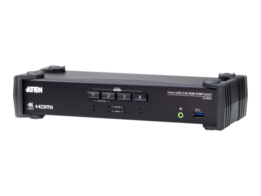Aten 4-Port USB 3.0 4K HDMI KVMP Switch with Audio Mixer Mode | CS1824